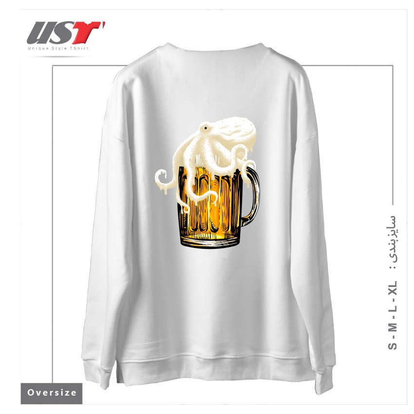 طرح OCTOBEER سوییشرت اورسایزرنگ سفید