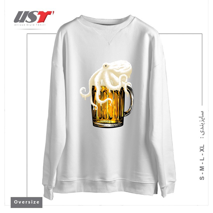 طرح OCTOBEER سوییشرت اورسایزرنگ سفید