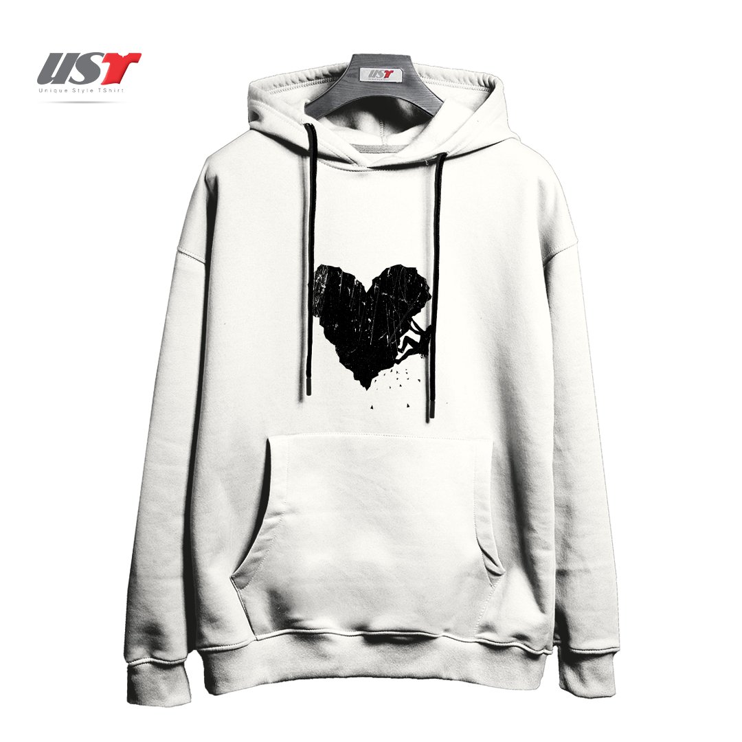 طرح PEAK OF LOVE هودی اورسایزرنگ سفید