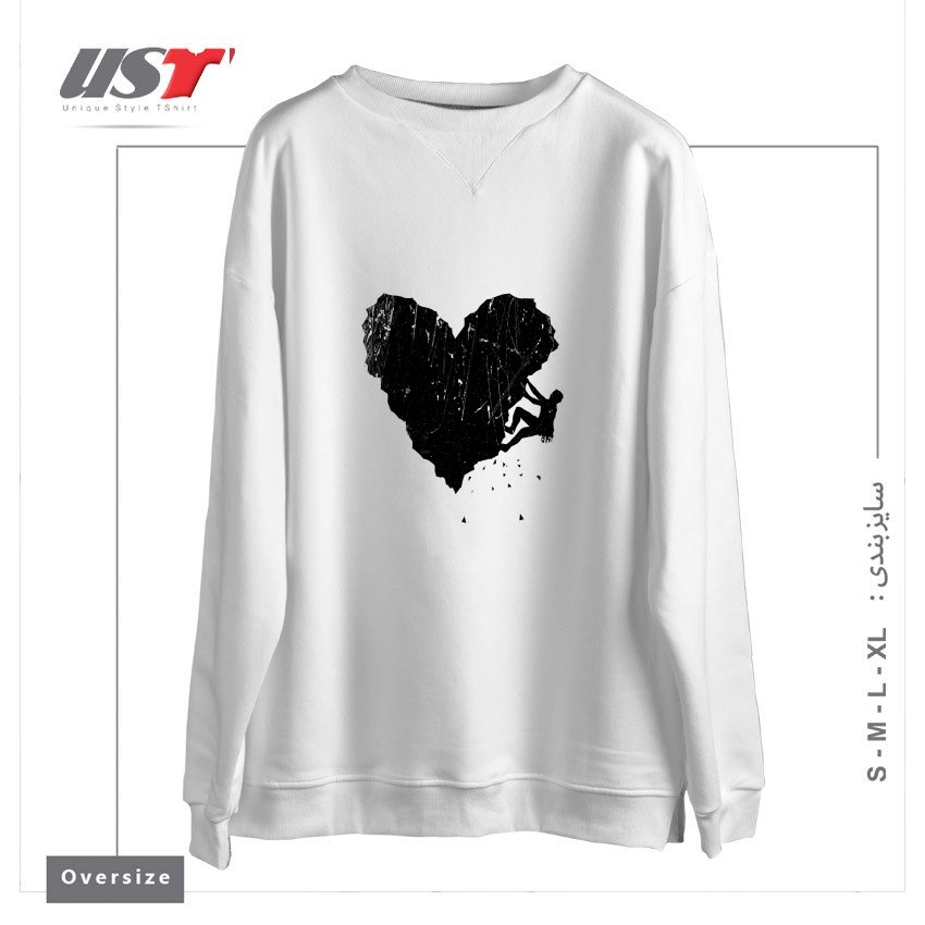 طرح PEAK OF LOVE سوییشرت اورسایزرنگ سفید