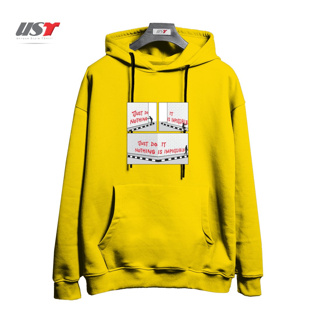 طرح PERSPECTIVE هودی اورسایزرنگ زرد