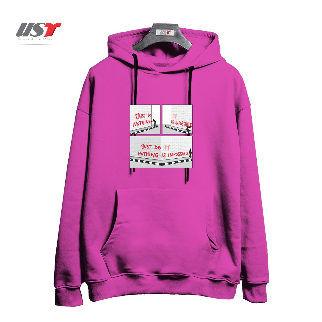 طرح PERSPECTIVE هودی اورسایزرنگ صورتی