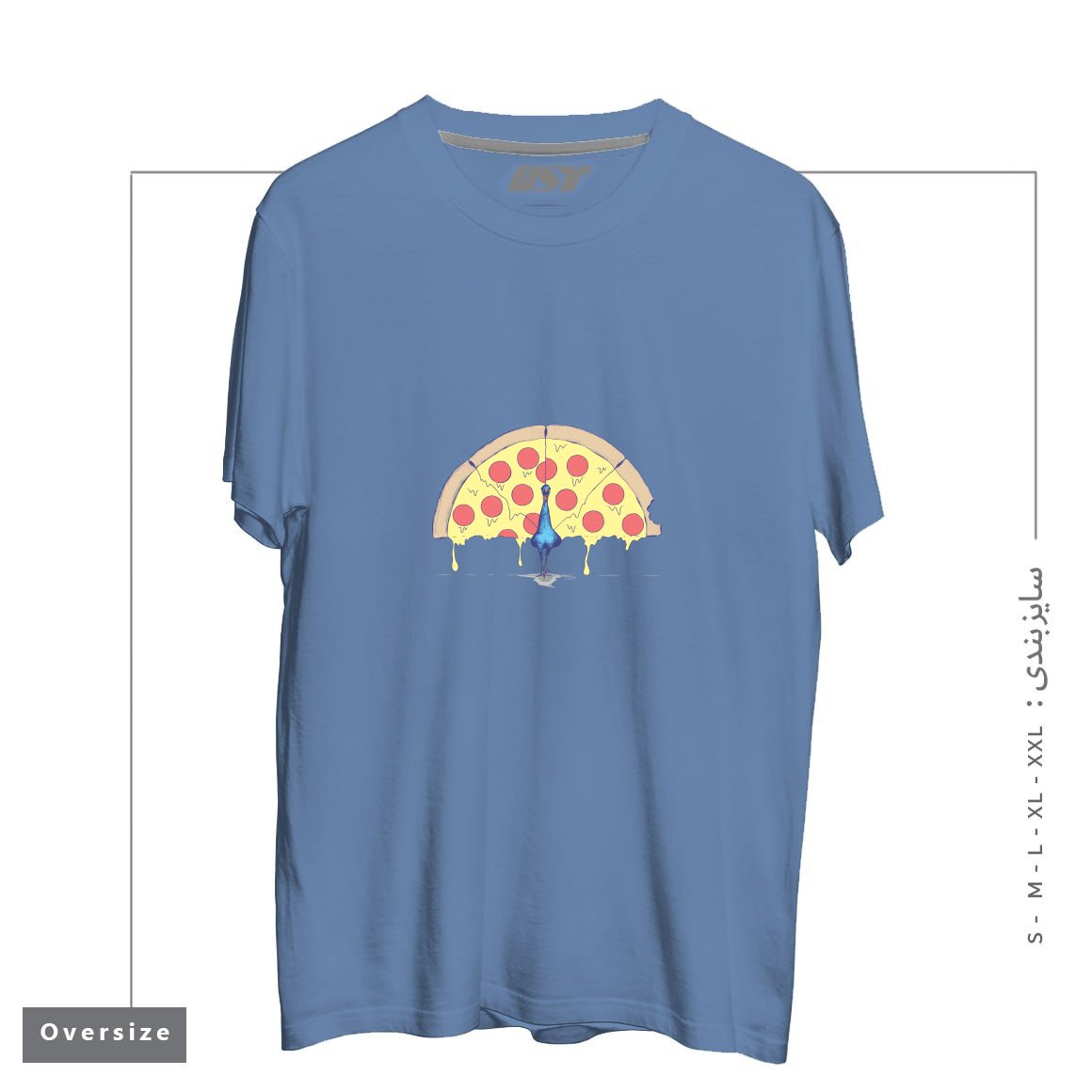 تیشرت اورسایز طرح PIZZA PEACOCK