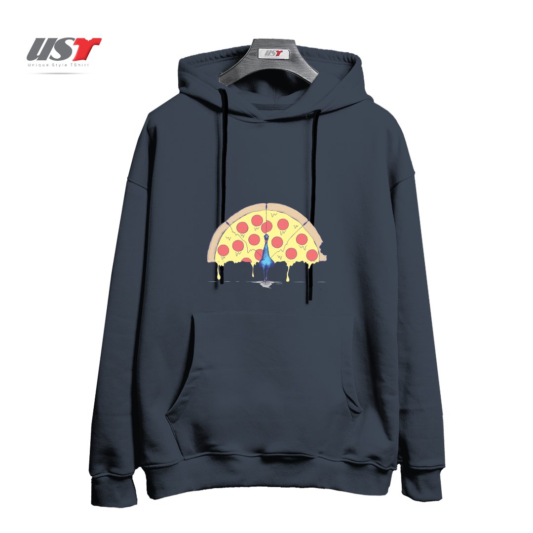 طرح PIZZA PEACOCK هودی اورسایزرنگ دودی