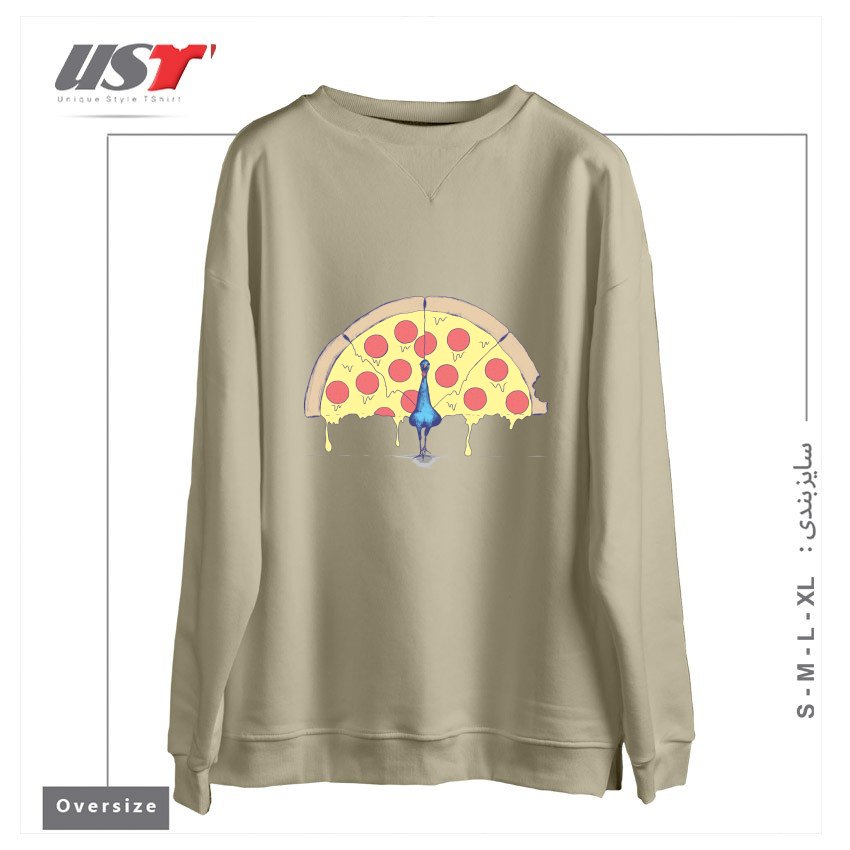 سوییشرت اورسایز طرح PIZZA PEACOCK