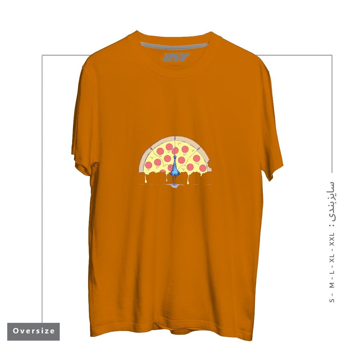تیشرت اورسایز طرح PIZZA PEACOCK