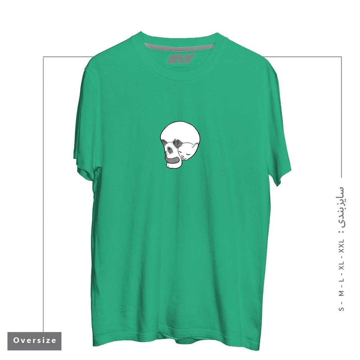 تیشرت اورسایز طرح SMALL KITTEN UNDER LOVE LOCK