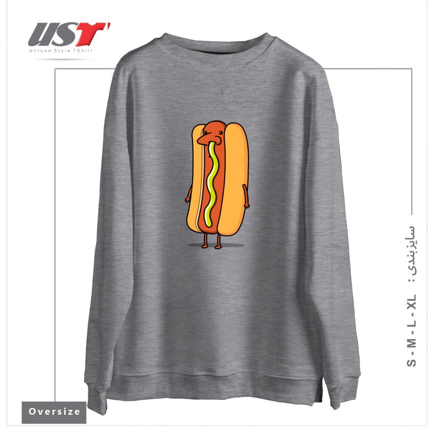 طرح SNOT DOG! سوییشرت اورسایزرنگ طوسی ملانژ