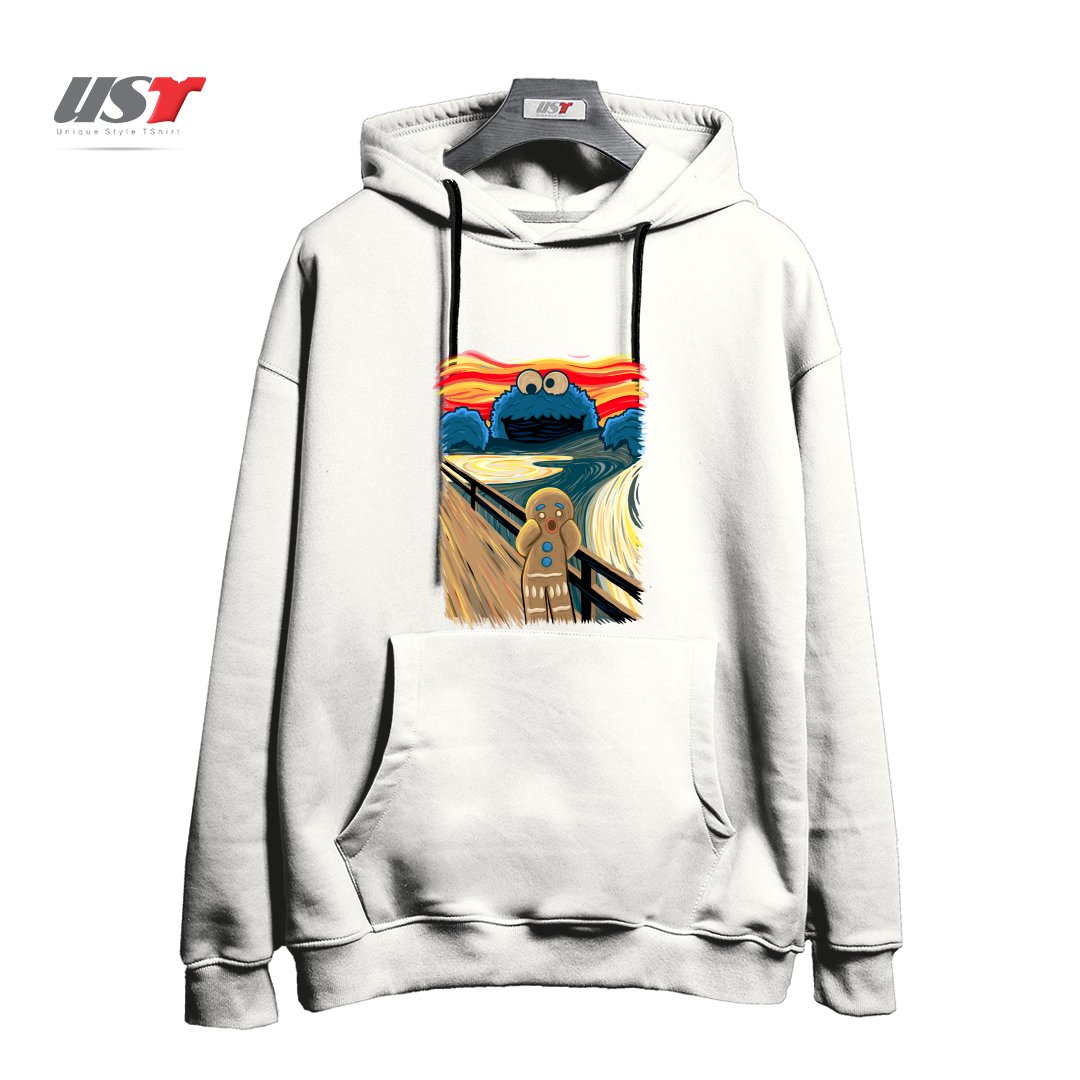 طرح THE COOKIE MUNCHER! هودی اورسایزرنگ سفید