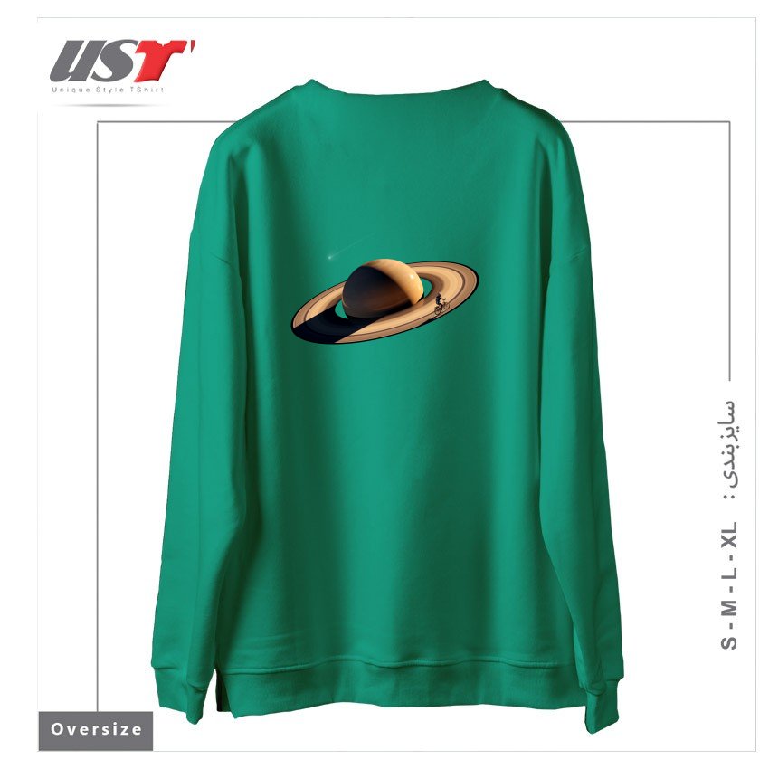 طرح WANDERING سوییشرت اورسایزرنگ سبز سدری