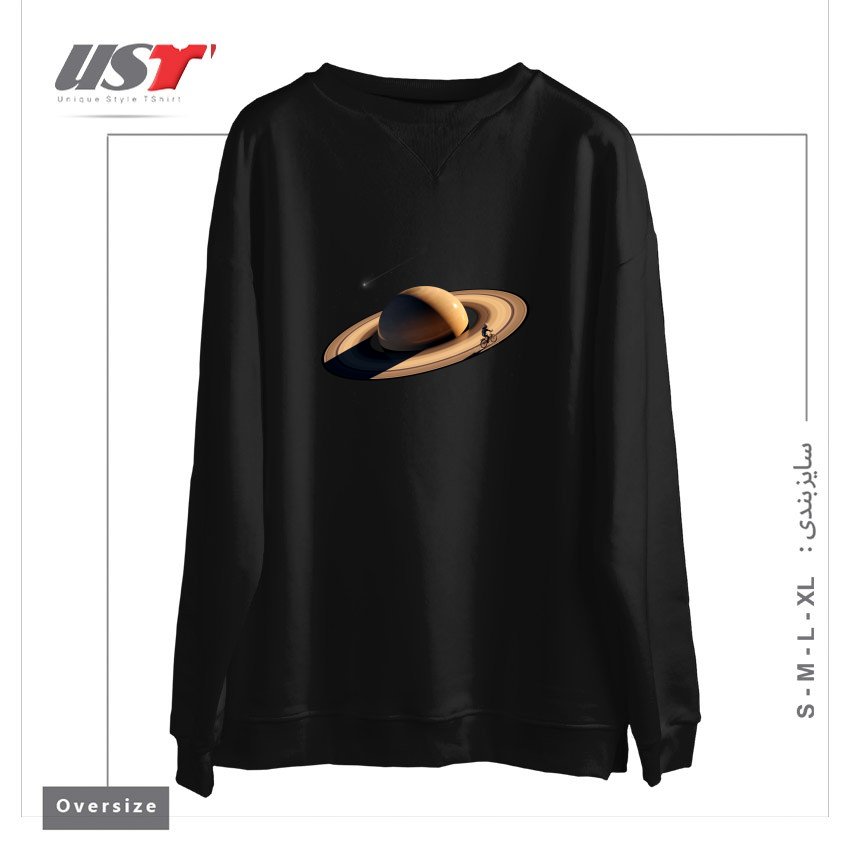 طرح WANDERING سوییشرت اورسایزرنگ مشکی