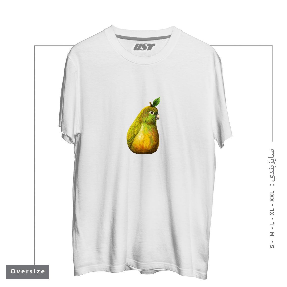طرح BARTLETT PEARROT3 تیشرت اورسایزرنگ سفید