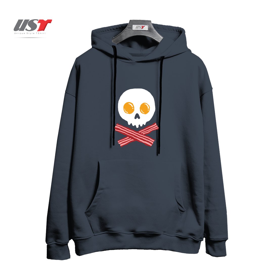 طرح BREAKFAST SKULL هودی اورسایزرنگ دودی