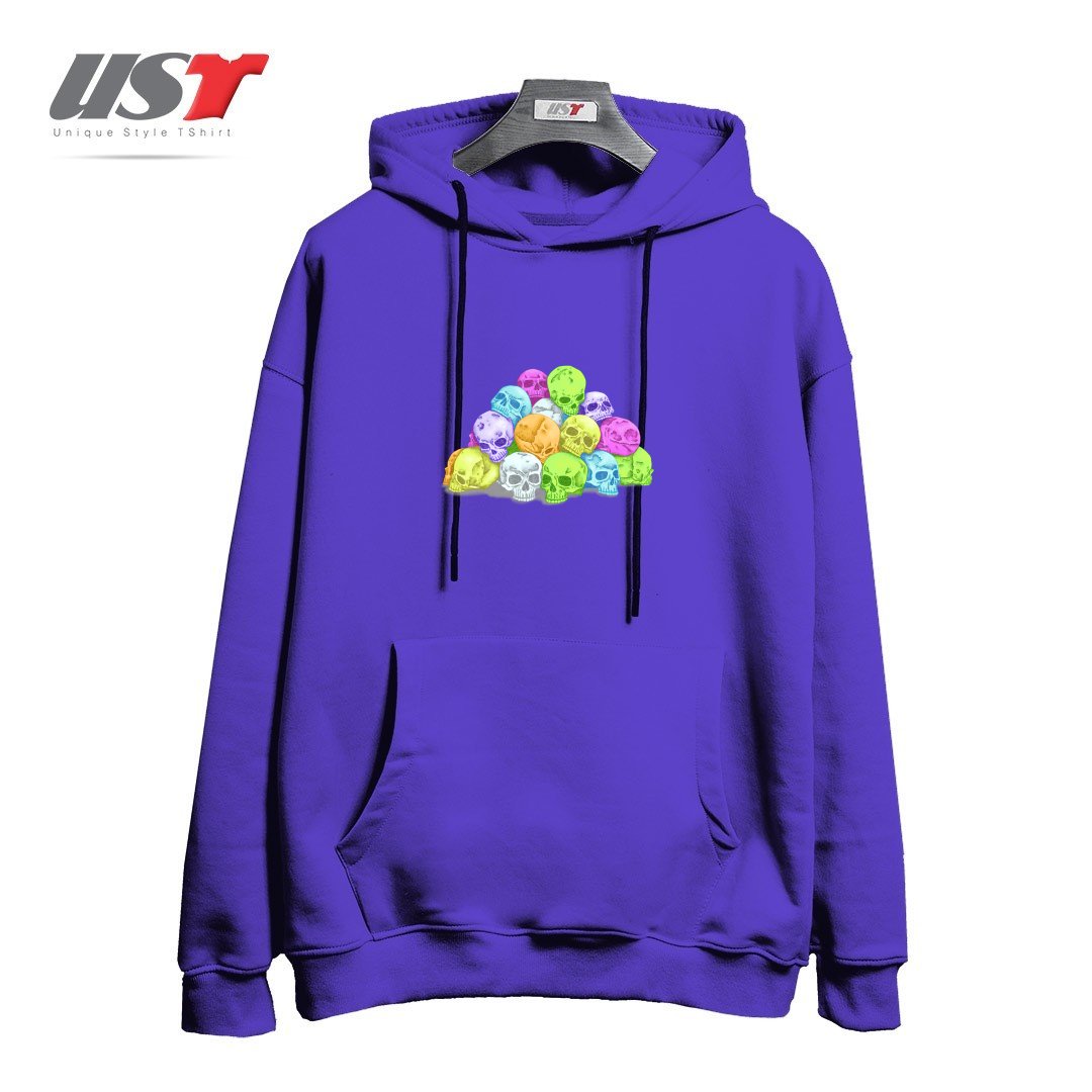 طرح CANDY SKULLS هودی اورسایزرنگ بنفش
