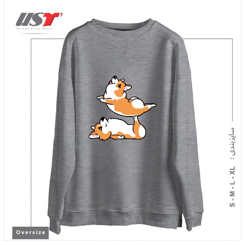 سوییشرت اورسایز طرح ACROYOGA CORGI