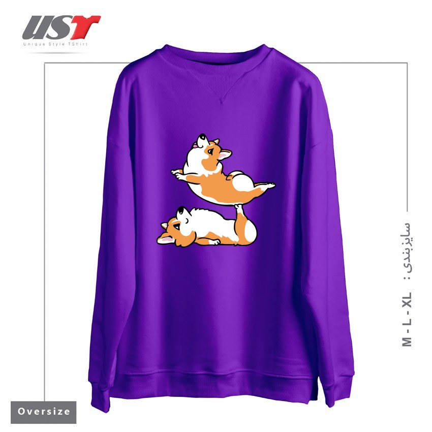 سوییشرت اورسایز طرح ACROYOGA CORGI