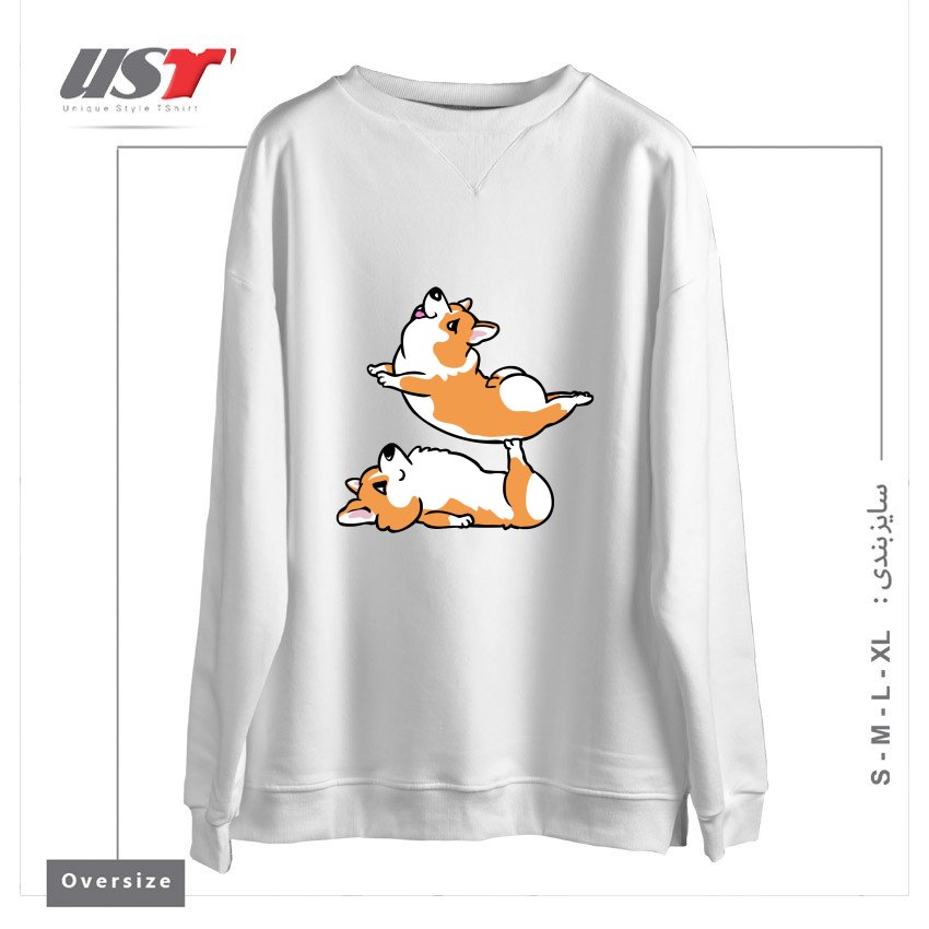 سوییشرت اورسایز طرح ACROYOGA CORGI