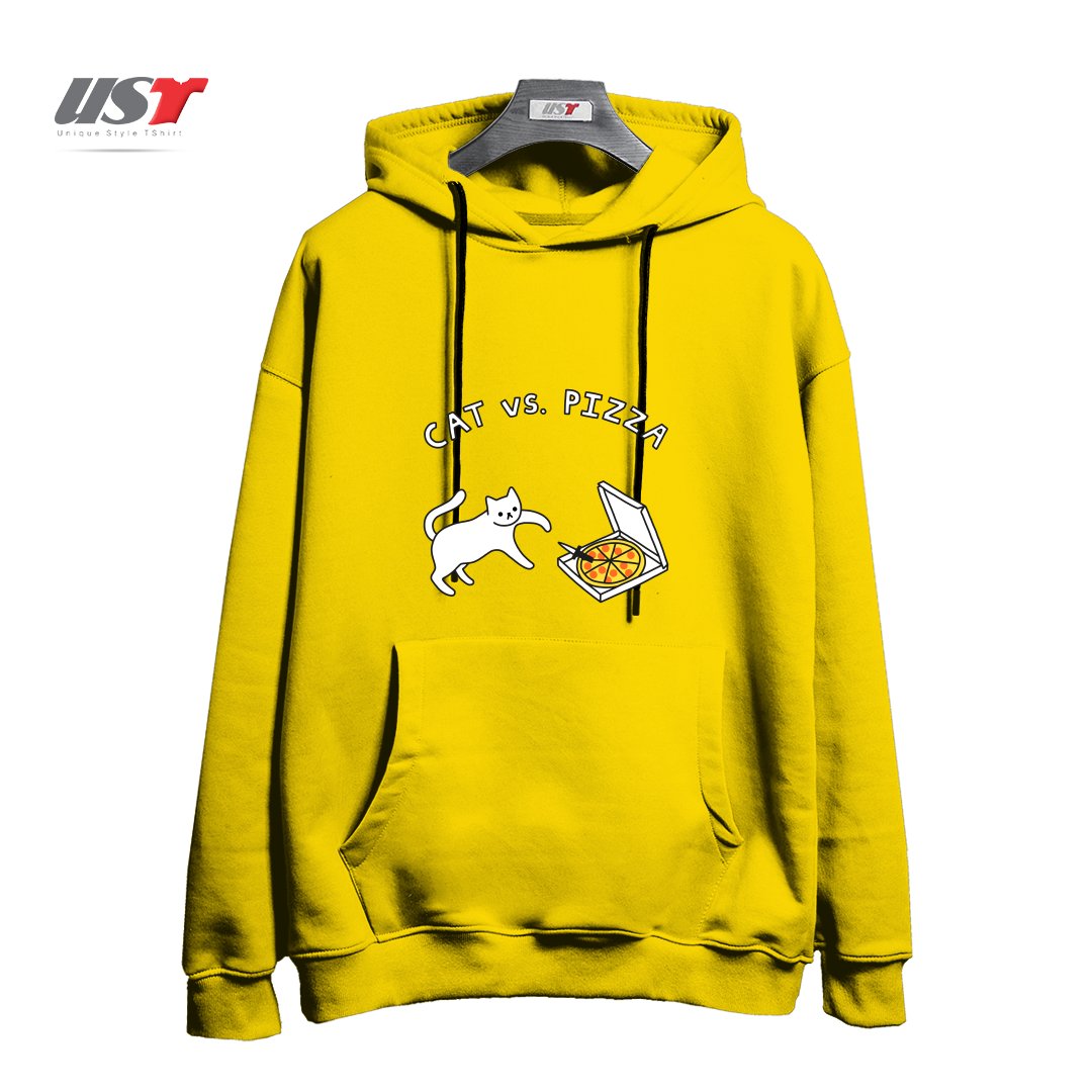 هودی اورسایز طرح CAT VS. PIZZA