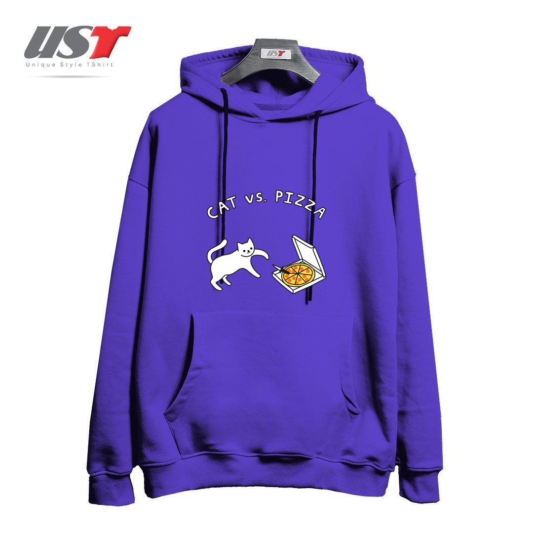 هودی اورسایز طرح CAT VS. PIZZA