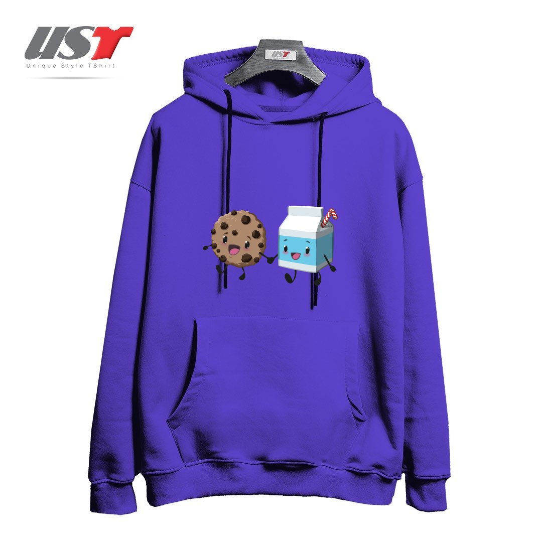 طرح COOKIES & MILK هودی اورسایزرنگ بنفش