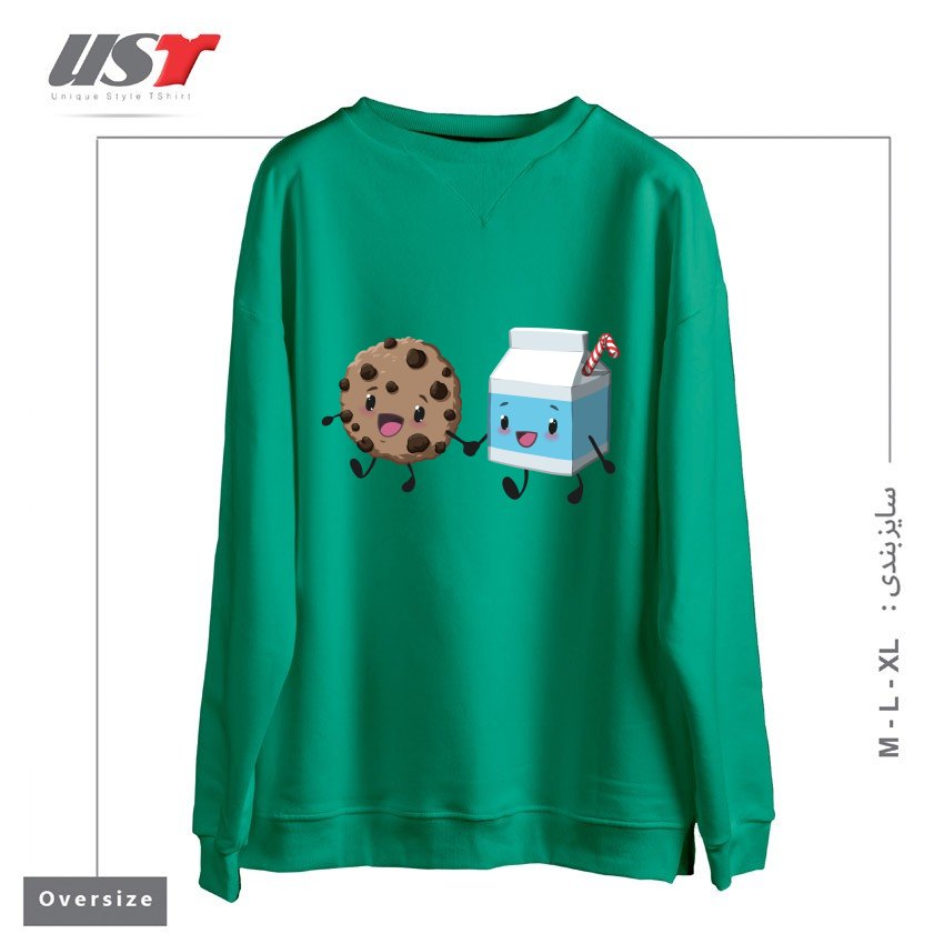 سوییشرت اورسایز طرح COOKIES & MILK