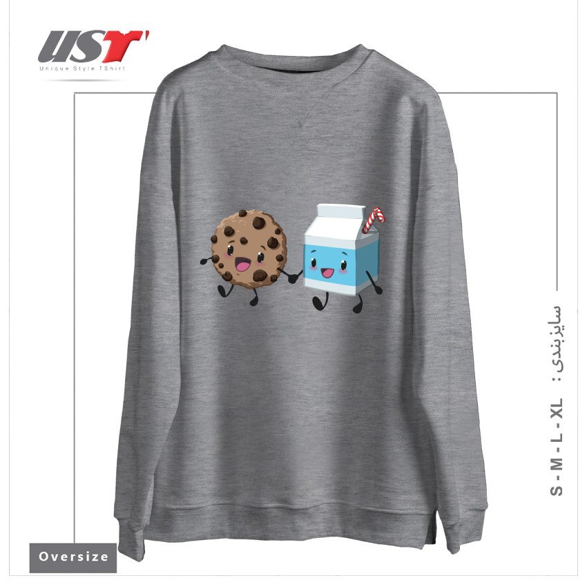 سوییشرت اورسایز طرح COOKIES & MILK