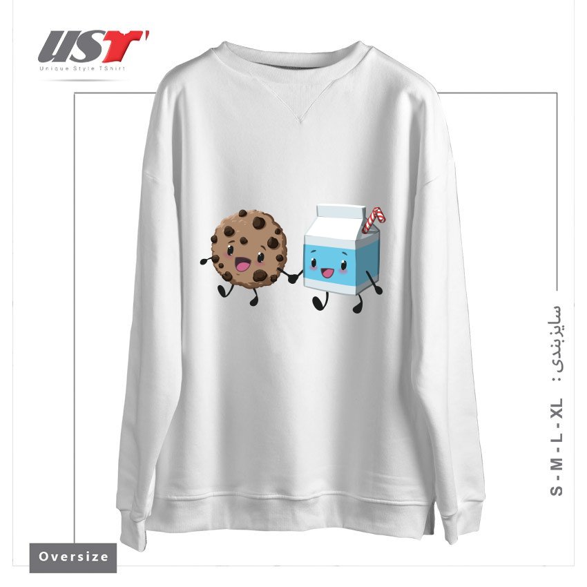سوییشرت اورسایز طرح COOKIES & MILK