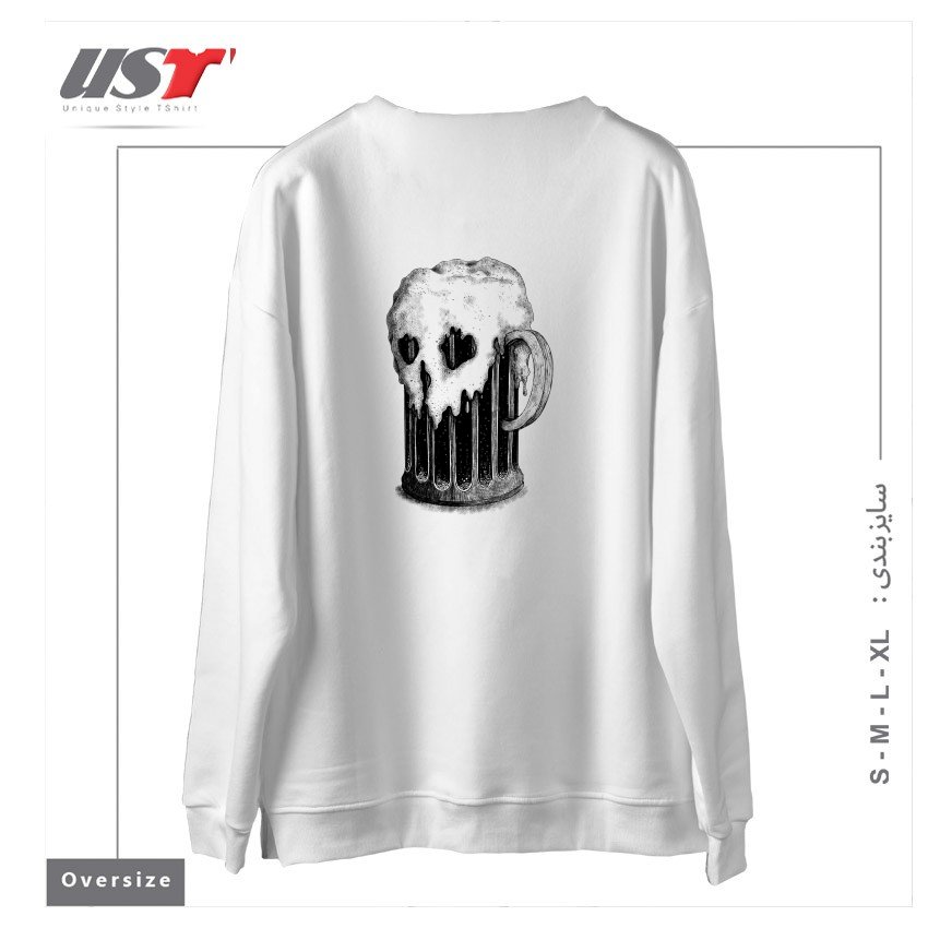طرح DARK LAGER1 سوییشرت اورسایزرنگ سفید