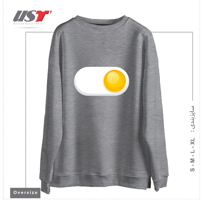 طرح EGG ME ON2 سوییشرت اورسایزرنگ طوسی ملانژ