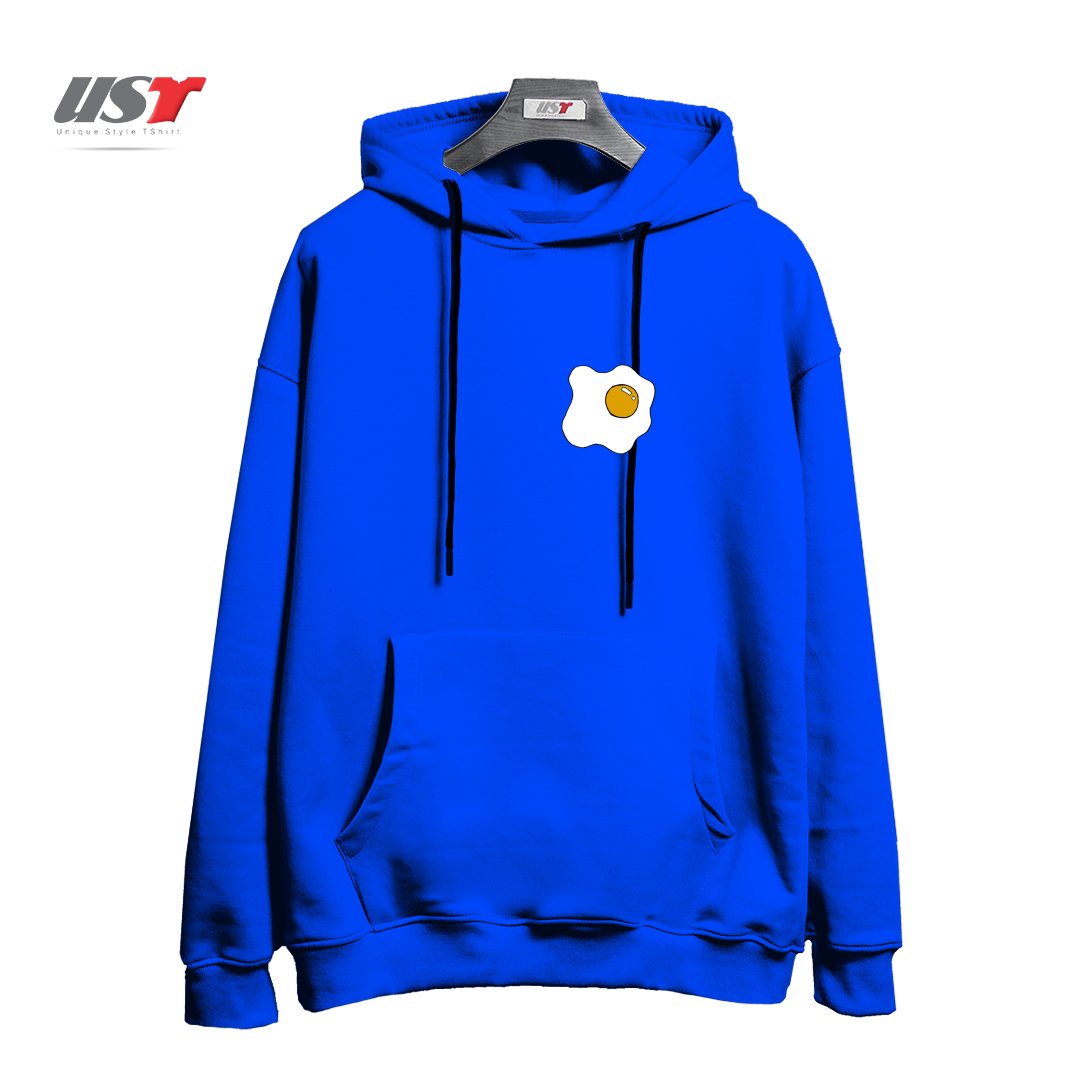 طرح EGG1 هودی اورسایزرنگ آبی شالی