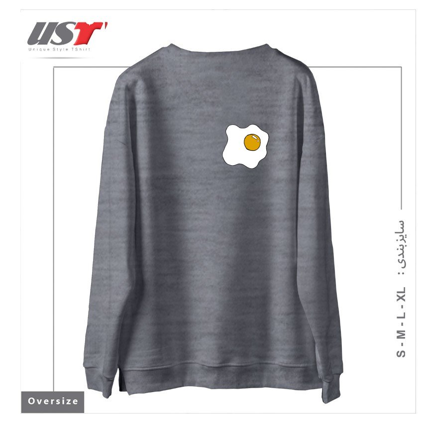 طرح EGG1 سوییشرت اورسایزرنگ طوسی ملانژ