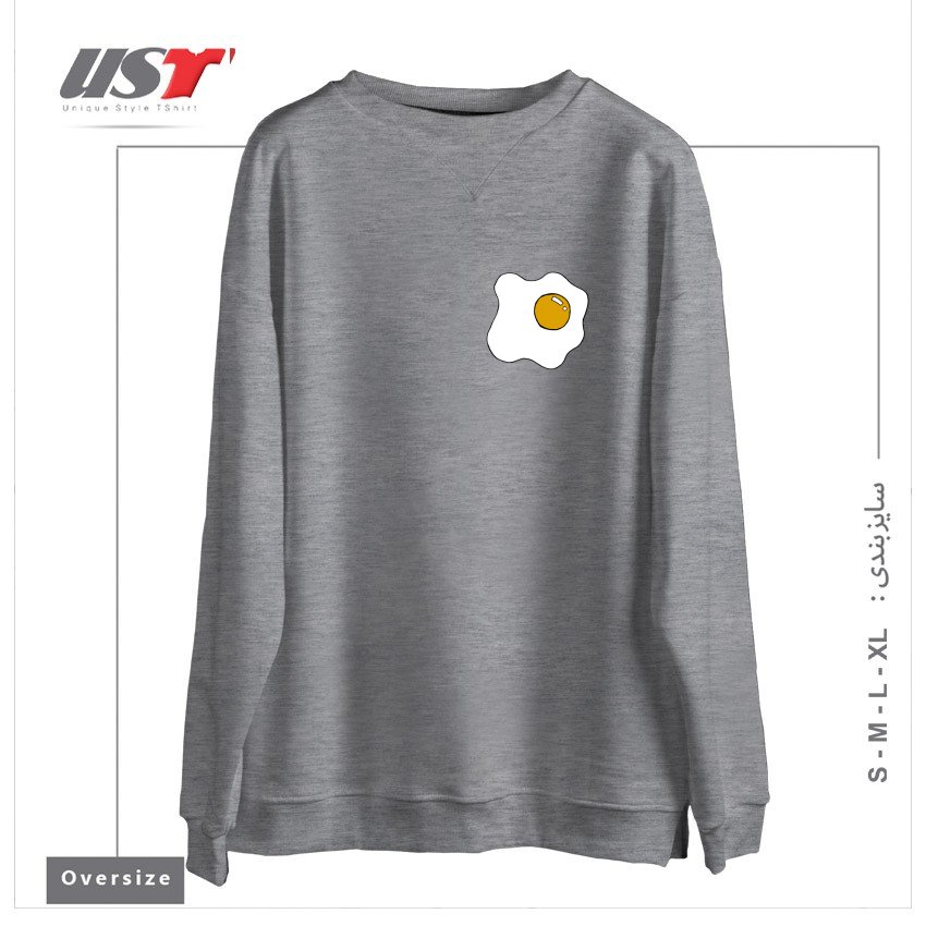 طرح EGG1 سوییشرت اورسایزرنگ طوسی ملانژ