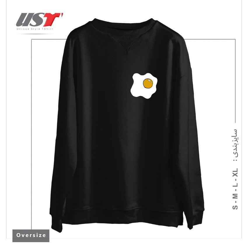 طرح EGG1 سوییشرت اورسایزرنگ مشکی