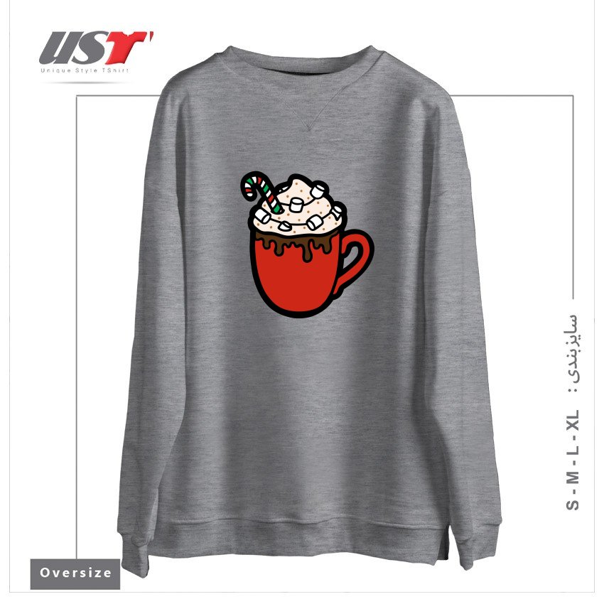 سوییشرت اورسایز طرح FESTIVE HOT COCOA