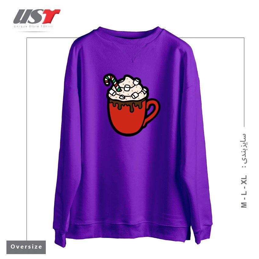 طرح FESTIVE HOT COCOA سوییشرت اورسایزرنگ بنفش