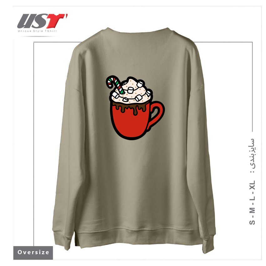 طرح FESTIVE HOT COCOA سوییشرت اورسایزرنگ نخودی