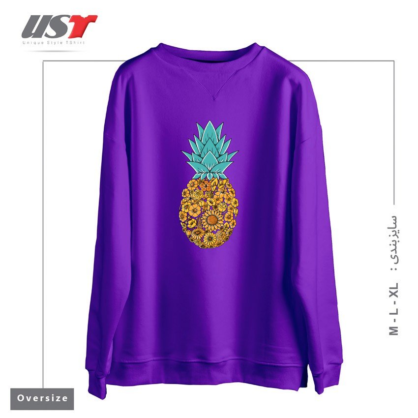 طرح FLOWERS1 سوییشرت اورسایزرنگ بنفش
