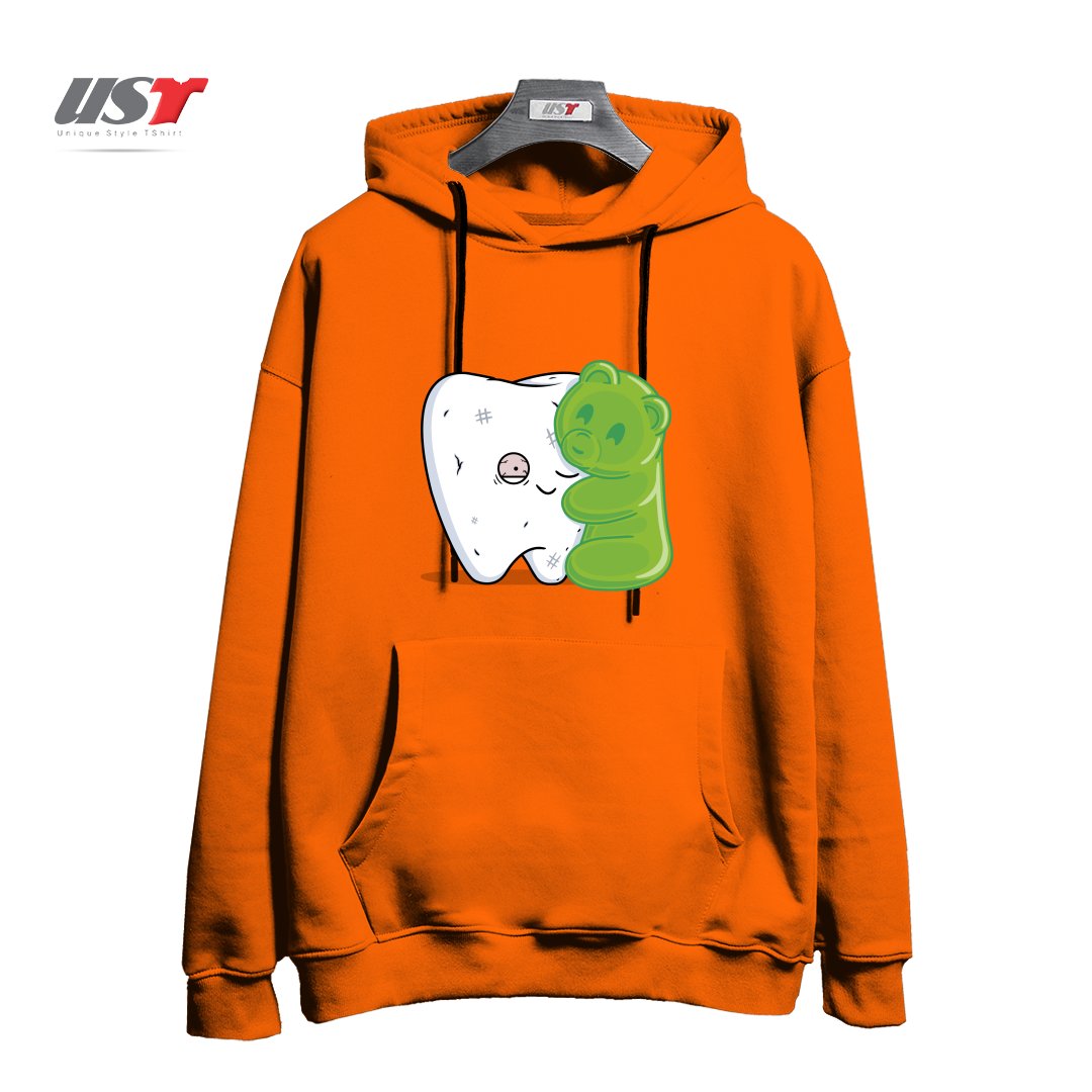 طرح GUMMY HUG! هودی اورسایزرنگ نارنجی