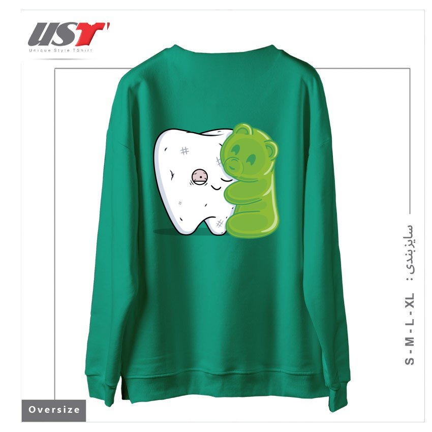 طرح GUMMY HUG! سوییشرت اورسایزرنگ سبز سدری