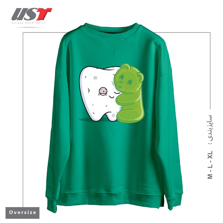 طرح GUMMY HUG! سوییشرت اورسایزرنگ سبز سدری