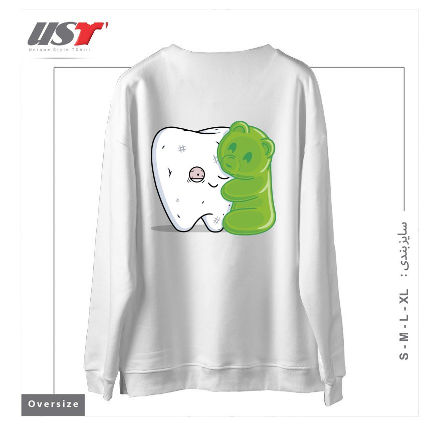 طرح GUMMY HUG! سوییشرت اورسایزرنگ سفید