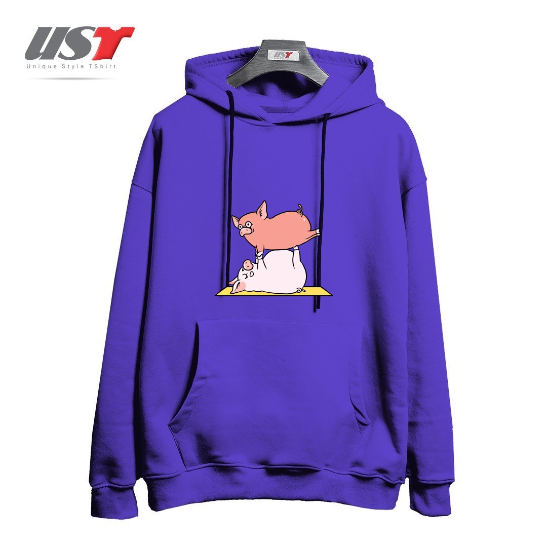 طرح ACROYOGA PIG هودی اورسایزرنگ بنفش