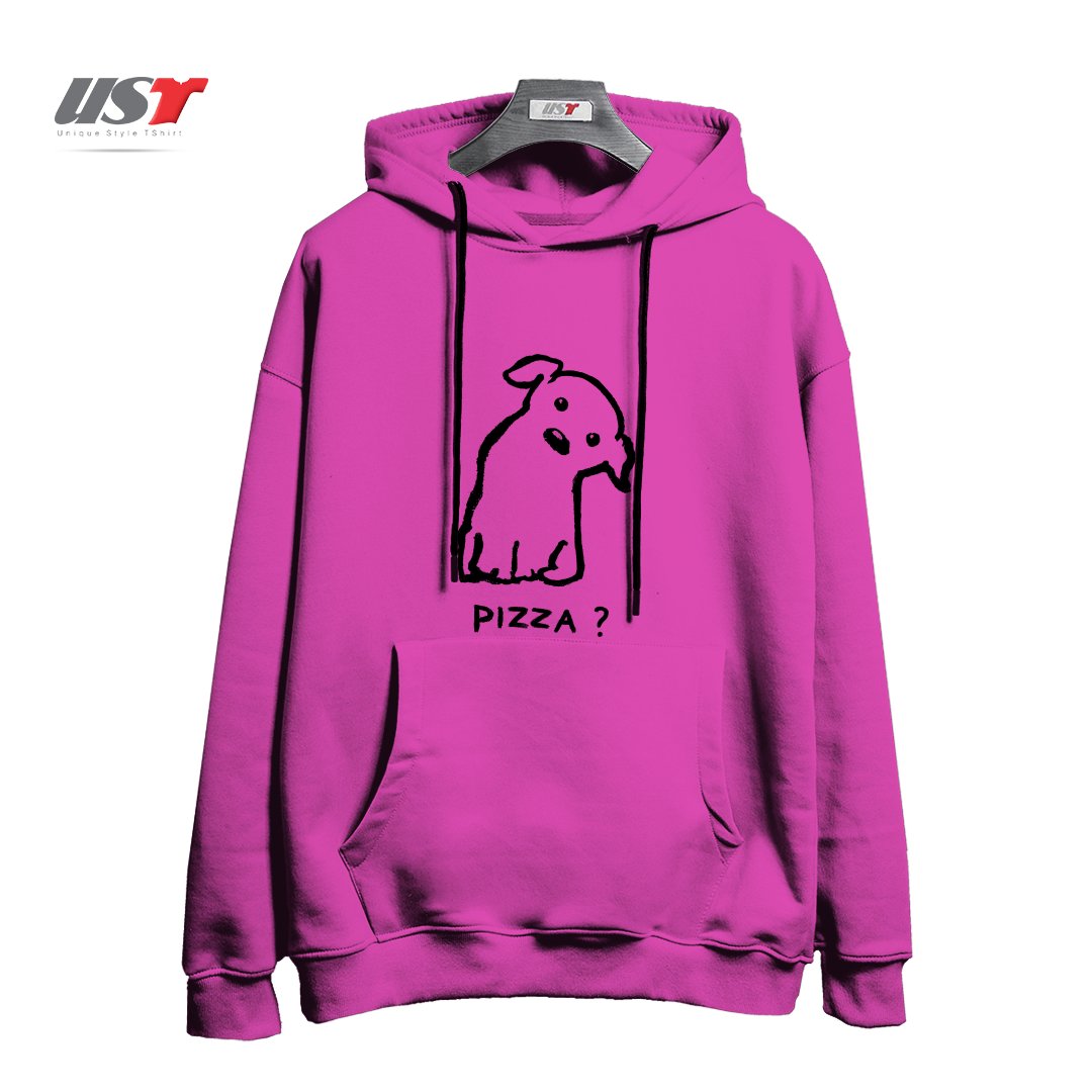 طرح IS IT PIZZA TIME هودی اورسایزرنگ صورتی