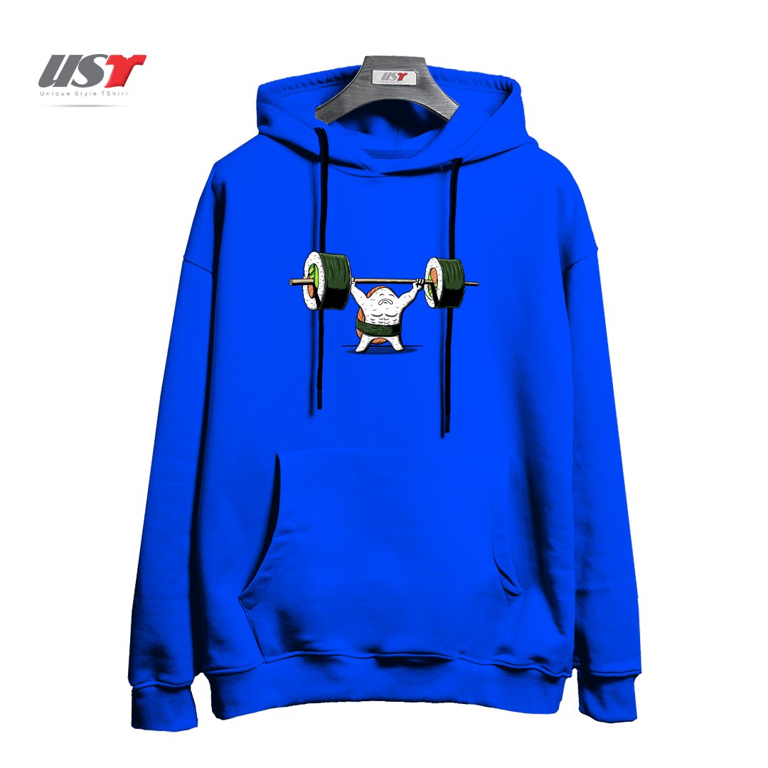 طرح HEALTHY FOOD1 هودی اورسایزرنگ آبی شالی