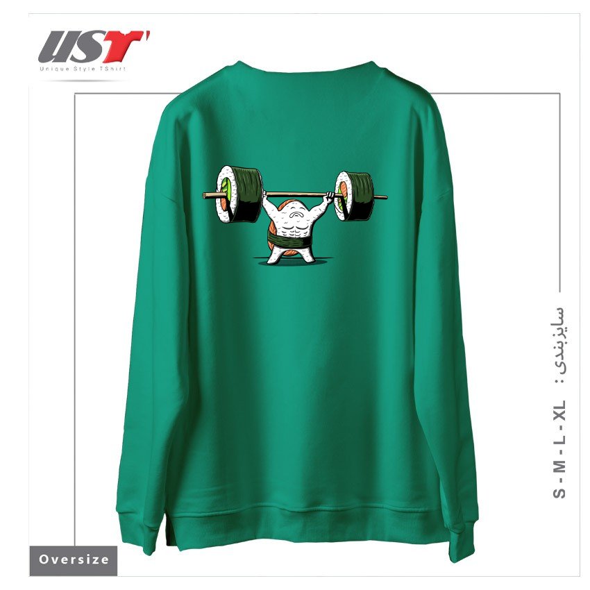 طرح HEALTHY FOOD1 سوییشرت اورسایزرنگ سبز سدری