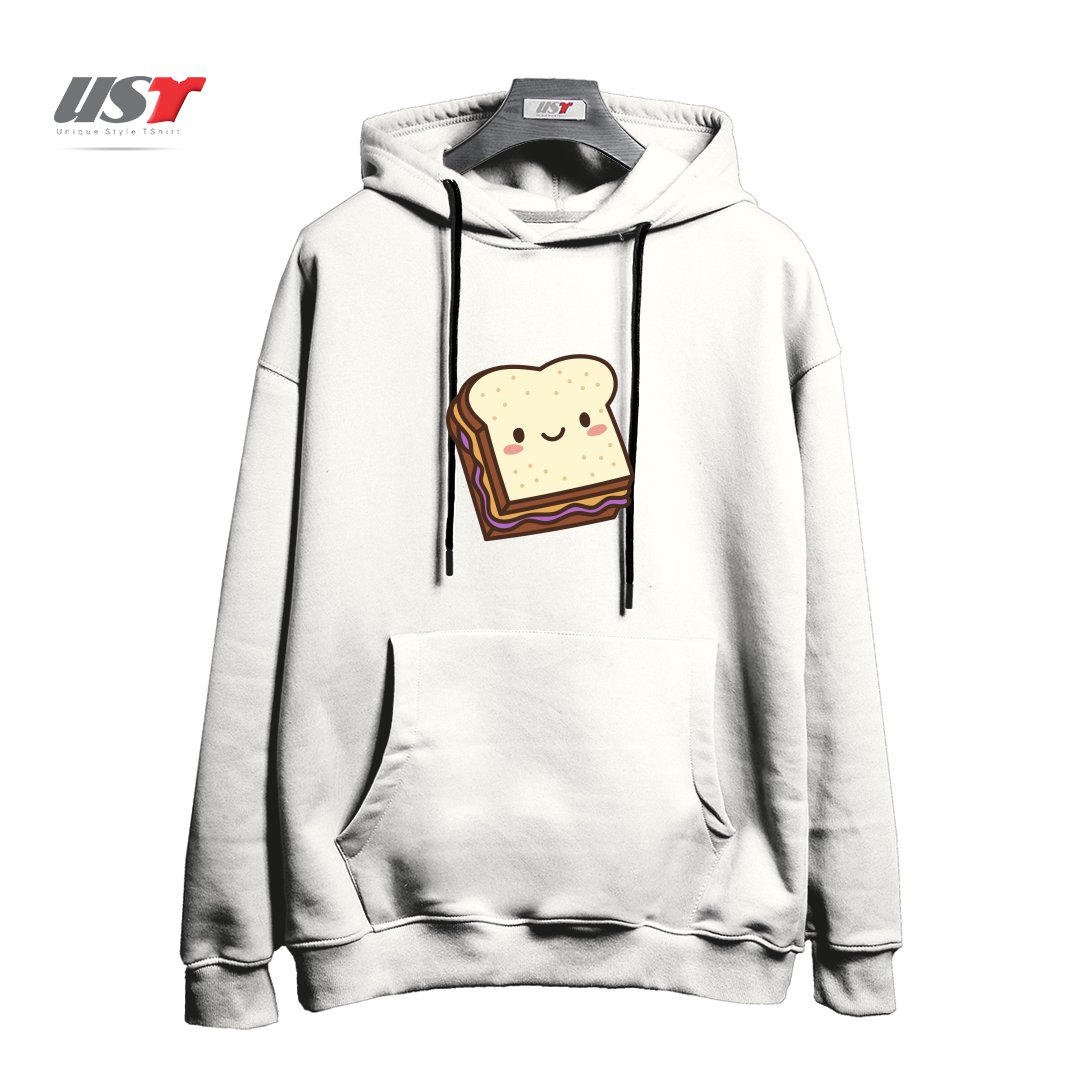 طرح KAWAII PB&J هودی اورسایزرنگ سفید