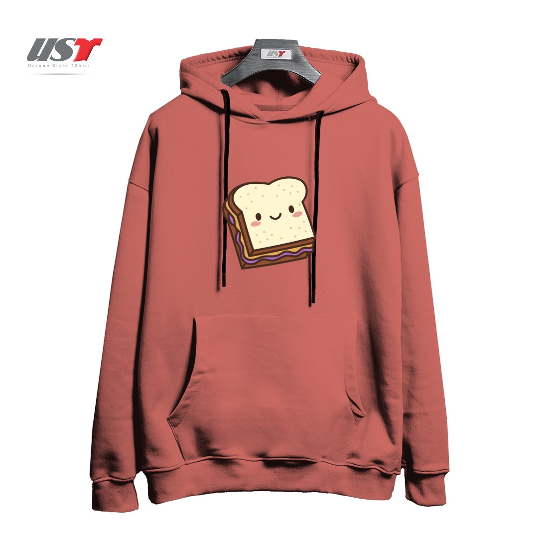طرح KAWAII PB&J هودی اورسایزرنگ آجری