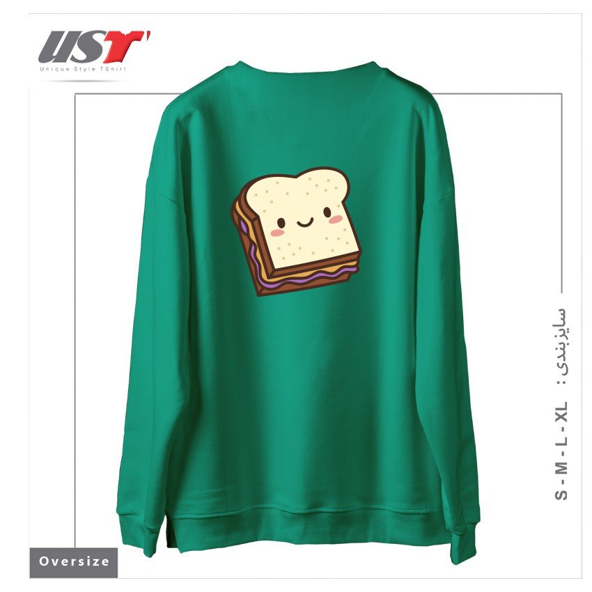 طرح KAWAII PB&J سوییشرت اورسایزرنگ سبز سدری