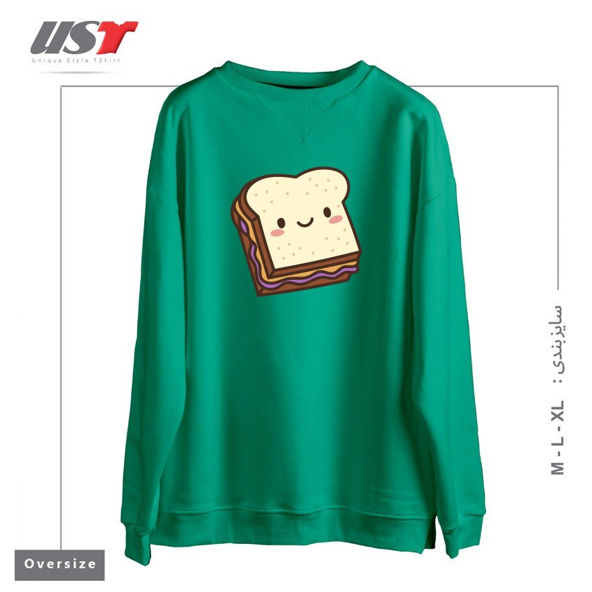 طرح KAWAII PB&J سوییشرت اورسایزرنگ سبز سدری