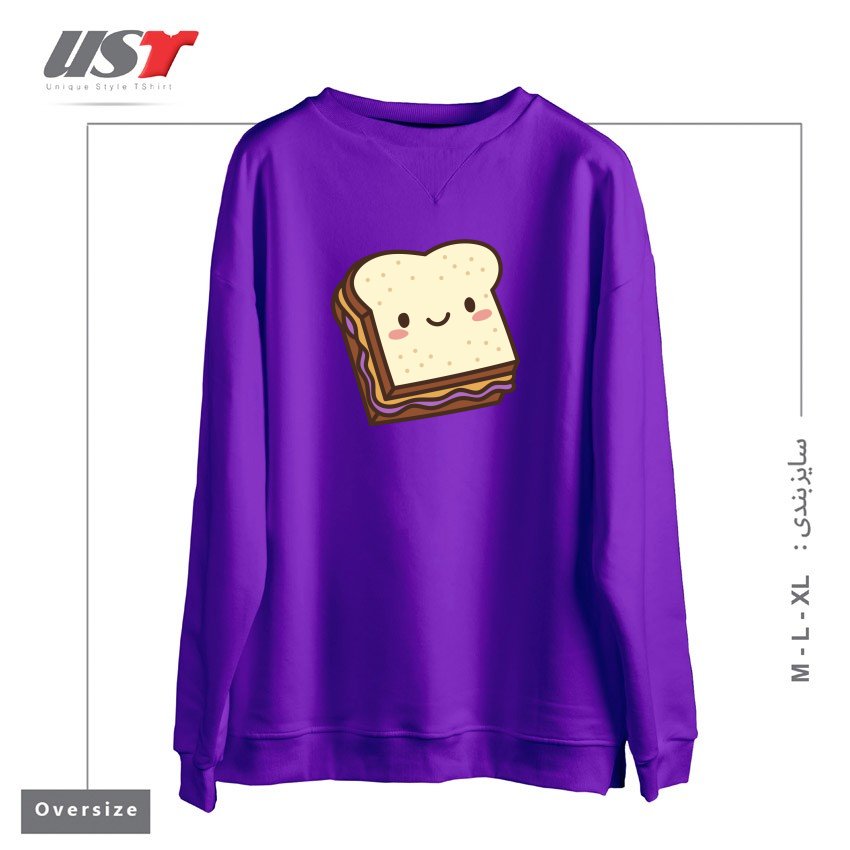 طرح KAWAII PB&J سوییشرت اورسایزرنگ بنفش